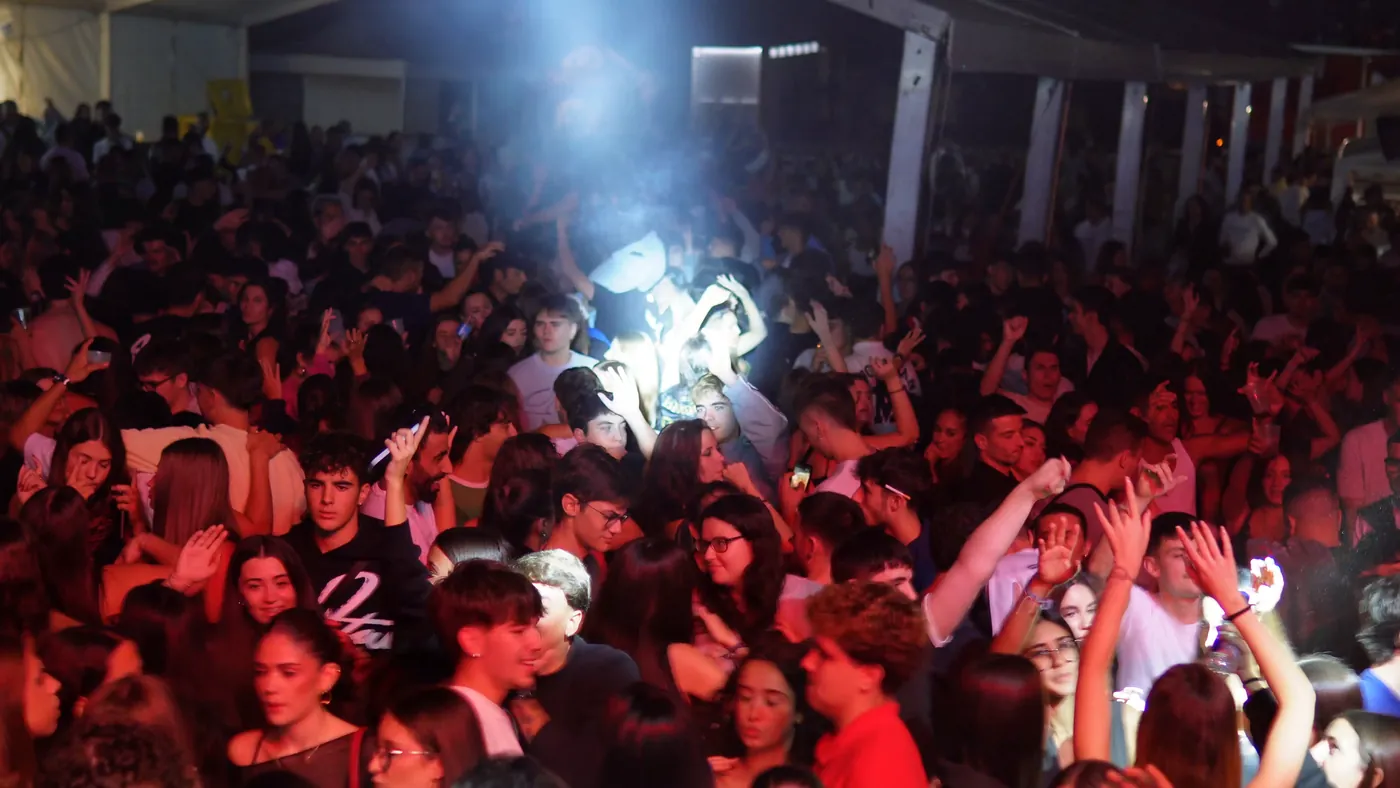 Dance floor beneath bright stage lights